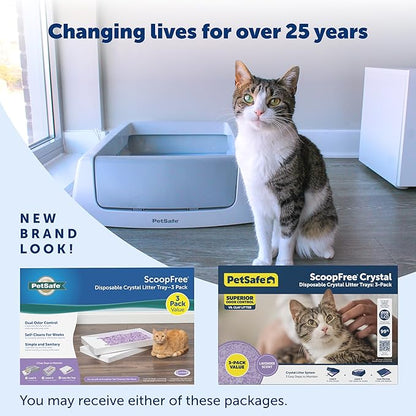 PetSafe ScoopFree Disposable Crystal Cat Litter Tray - Easy Cleaning Box - Refill Tray for Automatic Litter Box - Lavender Scent - 4.3 lb Bags - 3 Pack