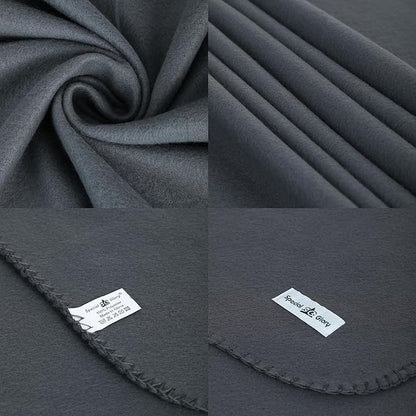 Fleece Throw Blankets Bulk Fleece Blankets Solid Wholesale Lightweight Warm Soft for Pet Bed Sofa Couch Office Wedding Gifts Travel Seasons (Mineral Grey,Pack of 6 50x60 Inches)