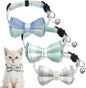 3pcs Bow Tie Cat Collar with Bells, Breakaway Bowtie Plaid Cat Collar, Soft Adjustable Bow Cats Collars for Kitten Puppy and Small Pets