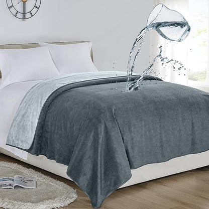 Softan Waterproof 100% Leak Proof Blanket for Baby Adults Pets Dogs Cats, Pee Proof, 3 Layer Protector for Bed, Sofa Couch and Other Furniture, 70"x90", Charcoal | Light Grey, Reversible Lightweight