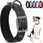 PetiFine Dog Collars for Medium Dogs, Neoprene Padded and Adjustable, Reflective Wide Heavy Duty Pet Collars with Durable Metal Belt Buckle for Walking, Black, M