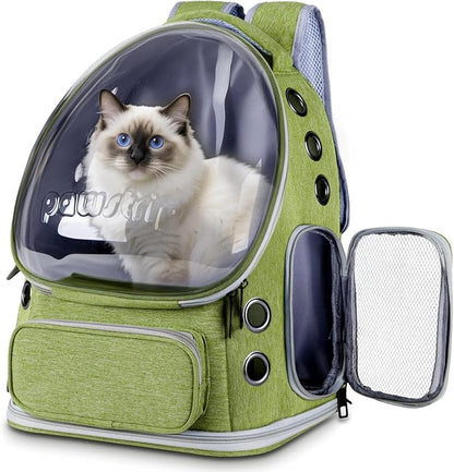 Pawstrip Cat Backpack Carrier with Large Space Bubble Window, Airline Approved Breathable Pet Carrier for Small Dogs Cats up to 15lbs, Foldable for Travel Hiking & Outdoor Use