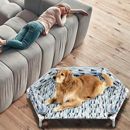 Orthopedic Dog Bed - Beds Bolster,Cooling Elevated Dog Beds with Metal Frame,Raised Dogs Bed,Easy to Assemble,Up to 130 lbs,X-Large (51" L x 32.3" W x 7.8" Th)