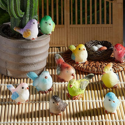 Jetec 30 Pieces Garden Accessories Bird Decorative Figurines Miniature Bird Figurines for Garden, Dollhouse Miniature, Cake Topper, Micro Landscape, Yard Bonsai Decal, Home Decoration