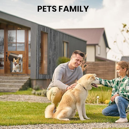 All Aluminum Dog Door, Rust Proof Heavy Duty Large Dog Door for Exterior Doors, Doggy Door with 2 Magnetic Flaps, Energy Efficient, Closing Panel, Pet Door for Pets Up to 110Lb