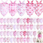 Kacctyen 50 Pcs Pink Dog Bandanas Bulk Spring Bandana for Dogs Grooming with Aesthetic Bowknots Pattern Adjustable Scarf Bib Washable for Small Medium Large Puppy Cats Pets Costume Accessories
