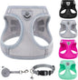 PUPTECK Adjustable Dog Harness Collar and Leash Set Step in No Pull Pet Harness for Small Medium Dogs Puppy and Cats Outdoor Walking Running, Soft Mesh Padded Reflective Vest Harnesses, Solid Grey M