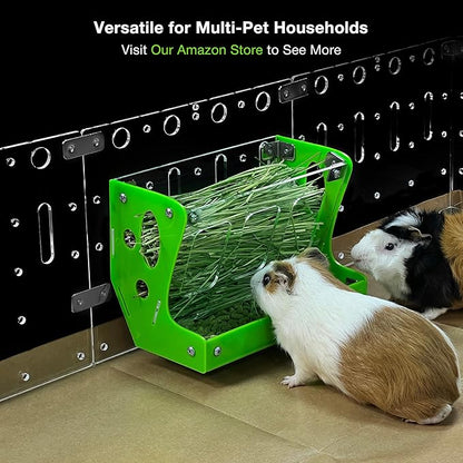 GuineaLoft™ Custom 2-in-1 Hay & Food Feeder - Multiple Colors Options for Guinea Pigs, Rabbits, and Chinchillas – No- Waste Hay Rack with Dual-Compartment Bowl, Easy Cage Mount, Space-Saving Design
