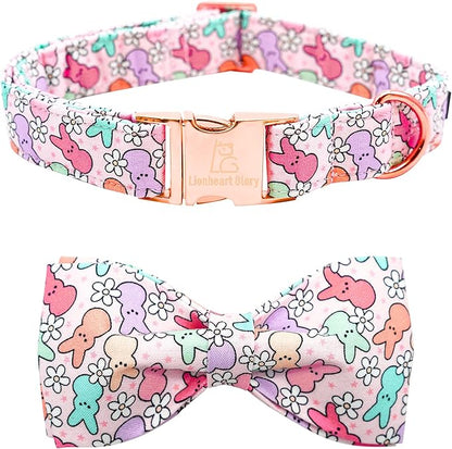 Lionheart glory Dog Bow Collar Easter Day Dog Collar for Medium Dogs,Rabbits Dog Collars with Bowtie Colorful Dog Collar Spring Collars Pet Collar Bows