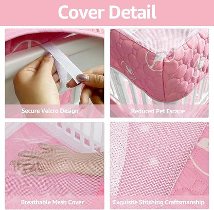 PJYuCien Dog Playpen Bottom Pad and Cover Fits for 36 Inch 4 Panels Exercise Pet Pen, Pink