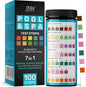 JNW 7-in-1 Pool Test Strips, 100 Quick & Accurate Test Strips for Pool Water, Spa Test Strips for Hot Tub, Chlorine Test Strips, Bromine, pH, Alkalinity, Hardness & More - Swimming Pool Test Kit