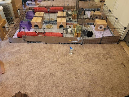 LANGXUN 16pcs Small Animal Playpen with Waterproof Mat, Pet Playpen, Rabbit Guinea Pig Cages, Puppy Kitten Playpen | Indoor & Outdoor Portable Metal Wire Yard Fence 13"x13"