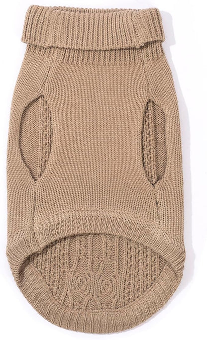Stretchy Cat Sweater - 17 Colors & 6 Sizes | Snug Winter-Ready Knit for Boy/Girl Cats & Kittens(Khaki, Large)