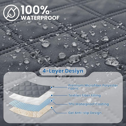 Waterproof Dog Bed Cover Pet Blanket, Soft Couch Cover for Dogs Washable, Non-Slip Dog Blanket Protect Furniture Couch Sofa Car for Puppy Large Dogs Cat (52x82 Inch, Dark Grey)