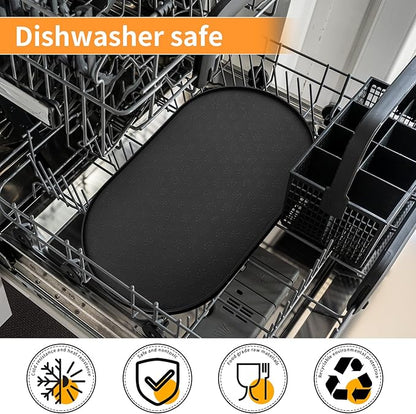 KPWACD Pet Feeding Mat for Dogs and Cats, Silicone Dog Placemat Non-Slip Waterproof Bowl Mats Prevent Food and Water Overflow, High-Lips Puppy Dish Tray Mat Suitable for Large Medium Small Pets, Black