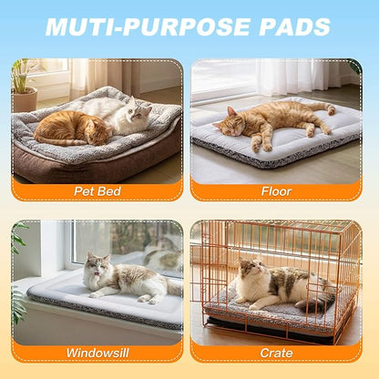 Self Warming Cat Bed, Reversible Warming Cooling Cat Bed, Winter Warm Cats Pad & Summer Cooling Cats Mat, Soft Pet Mat for Kitty & Small Dogs, Perfect for Crates, Kennels, Beds, Sofas, Gray, 18"x24"