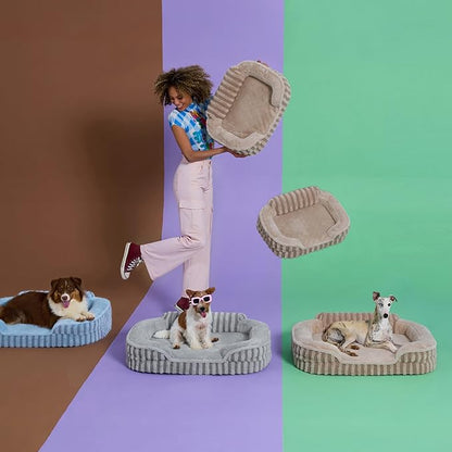 LE SURE Cute Dog Beds for Extra Large Dogs, Orthopedic Waterproof XL Pet Bed with Sides, High Back Non-Slip and Egg-Crate Foam Big Dog Couch Sofa with Washable Removable Cover, Grey