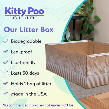 Kitty Poo Club Leakproof Disposable 2-Pack Cat Litter Box with 2 Bags Silica Litter | Superior Odor Control & Recyclable Design | Perfect for Travel, Multi-Cat Homes & Daily Use