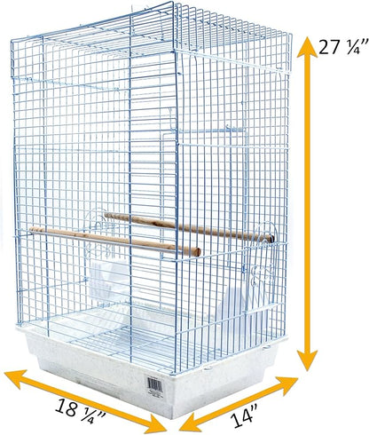 PENN-PLAX Cockatiel & Small Parrot Starter Kit with Birdcage, Cover, and Accessories – Perfect for Cockatiels, Conures, and Small Parrots – Square Dome – White