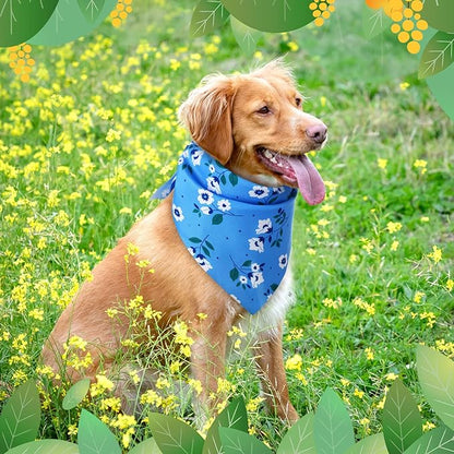 Weewooday 50 Pcs Spring Dog Bandanas Bulk for Dogs Soft Bibs Adjustable Triangle pet Bandana for Small Medium Large Costume(Floral Pattern, 19.7 x 13.8 x 13.8 Inch)
