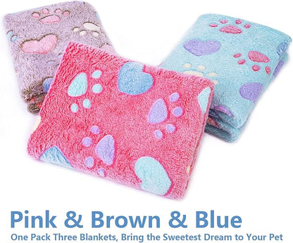 LeapSheep Pet Blankets for Dogs Cats - 3Pack Heart Pattern Super Soft Fluffy Dog Blankets for Small Medium Large Doggy Kitten (Heart, Small)