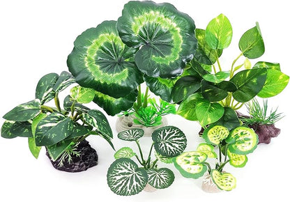 5Pack Tall Aquarium Plants - Reptile Habitat Plants Realistic Silk Fake Betta Fish Tank Decor for Terrarium Aquascaping