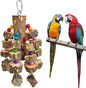 PINVNBY Wood Parrot Toys for Large Birds, Wire Link Durable Macaw Toys Extra Large Natural Wooden Blocks Chew Toy for African Grey Macaws Cockatiels Eclectus
