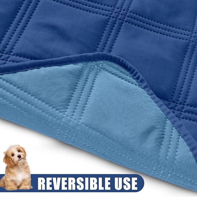 Smiry Waterproof Dog Bed Cover Blanket 40x50, Soft Reversible Pet Blanket, Washable Leakproof Cats Dogs Couch Cover for Sofa, Couch, Furniture, Navy/Blue