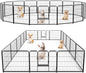 DUMOS Dog Playpen Indoor, Metal 24 Inch 16 Panels Foldable Pet Fence with Door, Outdoor Small Medium Large Dog Puppy Portable Exercise Play Pen for RV Camping, Trips, Play Yard