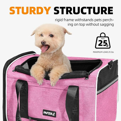 Top Loading Medium Cat Carrier with Privacy Protection for Nervous Pet, Soft-Sided Small Puppy Travel Crate Vet Visit, Kitty Cage Kennel Bag Suitcase Luggage Sleeve, 18x11x11 Inch Pink