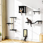 NUNU LAB Cat Wall Shelves Set, 5 Pcs Wall-Mounted Cat Climber with Cat House, Bridge, Scratching Post, Hammock, Wall Shelves, Black