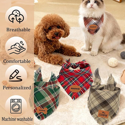 Personalized Dog Gifts Withe Name Custom Dog & Cat Bandana Personalized Pet Neckwear Dogs Costume Accessories for Small Medium Large Dogs Cats Birthday Valentines Day Gifts