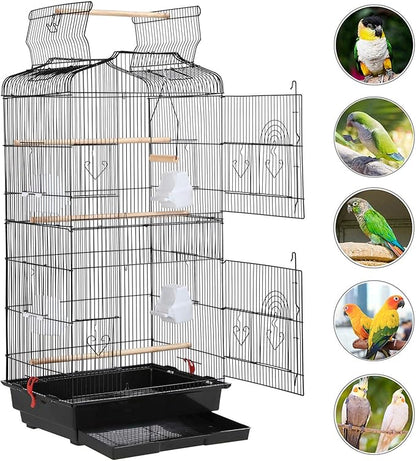 Yaheetech 41-inch Open Top Medium Bird Cages for Parakeets Finches Canaries Lovebirds Small Quaker Parrots Cockatiels Budgie Green Cheek Conure Travel Pet Flight Birdcage