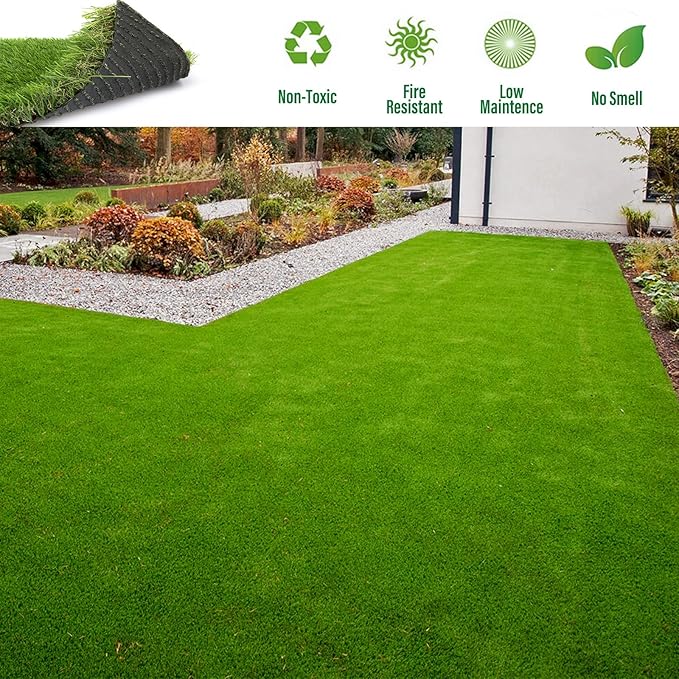 Artificial Grass Rug Outdoor Indoor 14FTX85FT Fake Grass Carpet Green Synthetic Grass Pet Turf Realistic Faux Grass Rug with Drain Holes for Garden Lawn Landscape Balcony Home Decor Patio