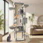 84.6" Multi-Level Tall Cat Tree Tower for Indoor Kitties Larger Cat Condo Furniture with Hammock Cozy Perches Sisal Scratching Posts XXL Pet House (84.6 inch Light Gray)