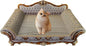 Luxury Cardboard Cat Scratcher Sofa Bed, Couch Shaped Cat Scratching Board, Scratch Lounge with Catnip, Scratcher for Indoor Cats Kittens Kitties Grey