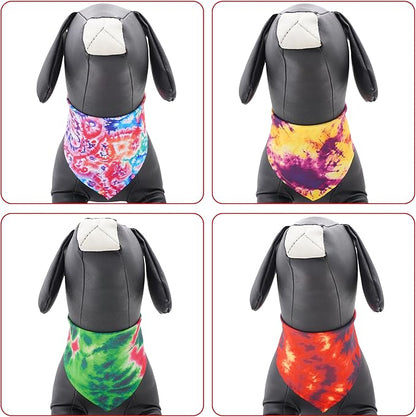 30 Pack Large Tie Dye Dog Bandanas Stitch Dog Bandana Bulk Reversible Print One Side XXL Polyester Scarves Party Grooming L