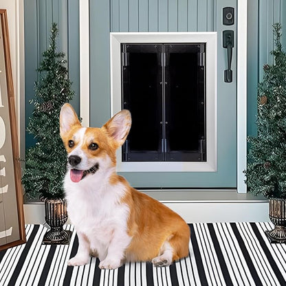 Aluminum Pet Door with Panels,Durable Dog Door with Automatic Closing Magnetic Flaps, Slide-in Panel & 4 Security Locks, Suitable for Interior and Exterior Doors, Screen and Wall, Large, Sliver