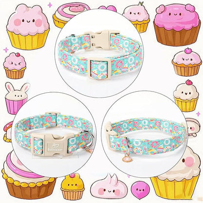 Adjustable Summer Dog Collar, Cute Mint Dessert Dog Collars for Puppy Small Dogs, Lightweight Quick-Release Buckle Collar for Boy&Girl Dogs XS