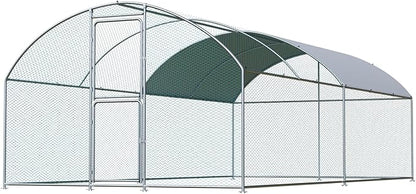 Large Chicken Coop, Chicken Coops for 20 Chickens, Chicken Runs for Yard with Water Poof & UV Resistance Cover, Dome Roof Chicken Coop Run with Double Lockable Doors for Outdoor Backyard