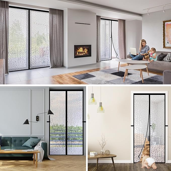 RELIANCER Magnetic Thermal Insulated Door Curtain,Waterproof EVA Door Cover,Fit Doors Size Up to 38"x80",Temperature Protection Insulated Doorway Curtain Partition,Patio Self-Closing Doors Net Screen