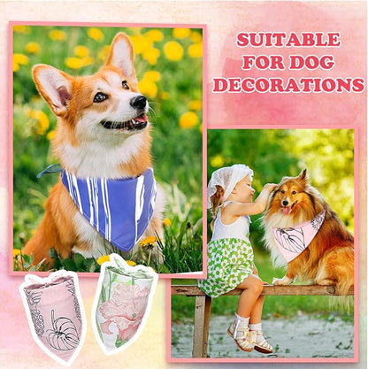 100 Pcs Boho Dog Bandanas Bulk Pet Bibs Colorful Triangle Scarf Boho Pet Bandanas for Medium Large Dogs Spring Summer Birthday Costume Decoration