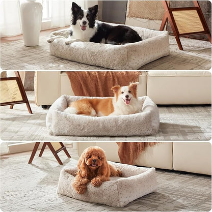 JOEJOY Dog Bed Medium Size Dog, Washable Orthopedic Premium Soft Corduroy Fleece Pet Bed with Removable Zipper Cover, Cute Calming Puppy Bed with Non Skid Bottom