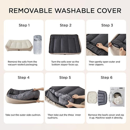 Bedsure SupportMax™ XL Plus Orthopedic Dog Beds Large Sized Dog - Extra Thick Supportive Dogs Couch with Waterproof Washable Cover, Jumbo Comfort Pet Sofa with Soft Sherpa & Nonskid Bottom, Beige, 48"