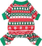 Fitwarm Dog Christmas Outfit, Holiday Pet Clothes for Small Dogs Boy Girl, Festive Pajamas with Feet, Puppy Onesie, Red, Green, Small