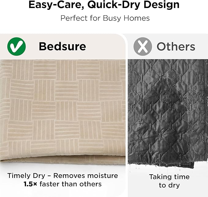 Bedsure Waterproof Bed Cover for Dogs Washable - Waterproof Blanket for King Bed Couch Sofa Cozy, Lightweight Furniture Protector for Pet Cat Quick Drying, Sandy Tan, Cal King，82x120IN
