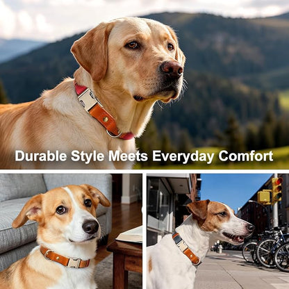 Plutus Pet Genuine Leather & Hemp Dog Collar – Adjustable Heavy Duty Pet Collar with Quick Release Metal Buckle, Soft & Stylish for Puppy and Small, Medium, Large Dogs (Black, S)