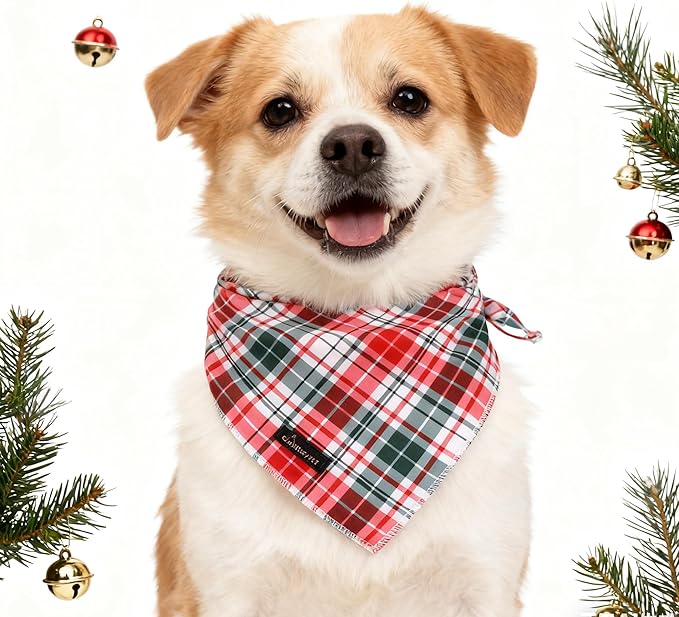 ARING PET Christmas Dog Bandanas, Red Green Pink Holiday Pet Bandana Scarf Triangle Bibs for Puppy Small Medium Large Boy Girl Dogs Cats-S
