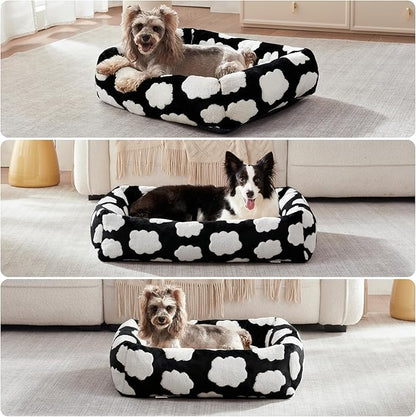 JOEJOY Medium Dog Bed Medium Size Dog, Rectangle Washable Orthopedic Pet Bed with Removable Zipper Cover, Cute Soft Calming Puppy Pet Bed with Jacquard Shaggy Plush & Non Skid Bottom