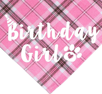 Dog Birthday Party Supplies, Multi Sizes Dog Birthday Hat Crown with Numbers Bandana Girl Bow Tie for Medium Large Dogs Pets (Pink, Large)